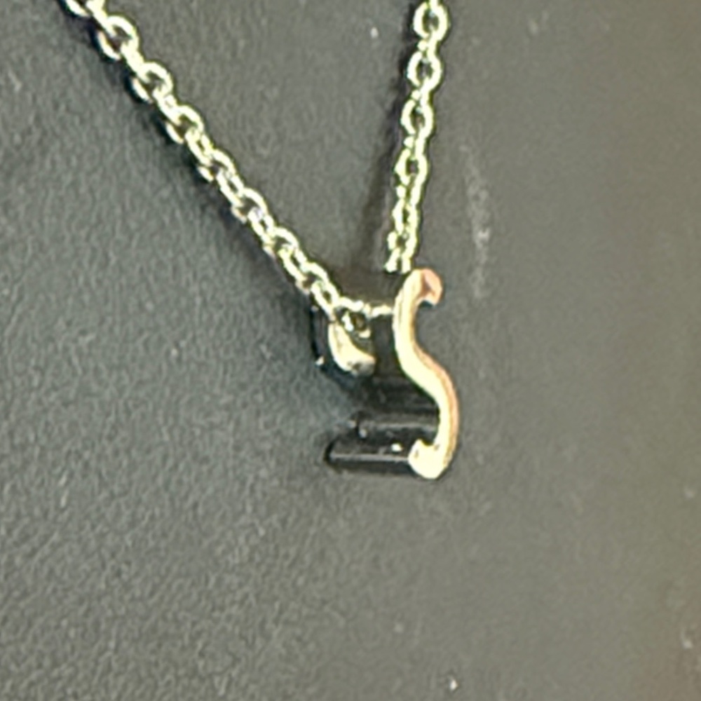 S Initial Necklace Silver tone dainty chain - Picture 4 of 5